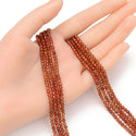 Natural Orange Spessartite Garnet Gemstone Tiny Small Faceted Round Beads, 3mm, Hole ID 0.6mm, 15 Inch/1 Strand, GK3-23