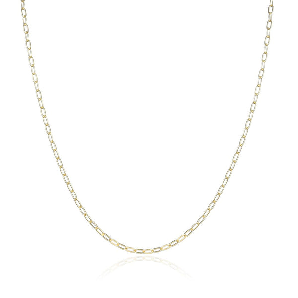 1pc 925 Sterling Silver Diamond Cut Flat Cable Link Chain Necklace, Real 18K Yellow Gold Plated, 2.2mm, Length Selections: 18/20/22/24/26 inch