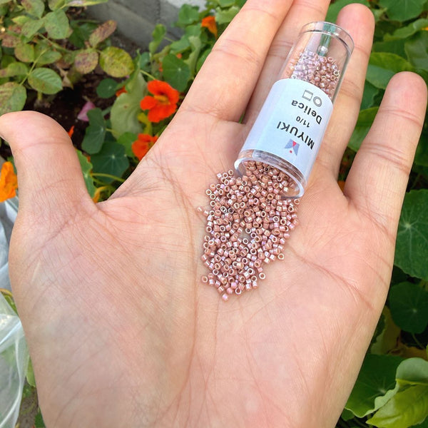 7.5g Miyuki Delica 11/0 Seed Beads, Opaque Glazed Beige DB2271