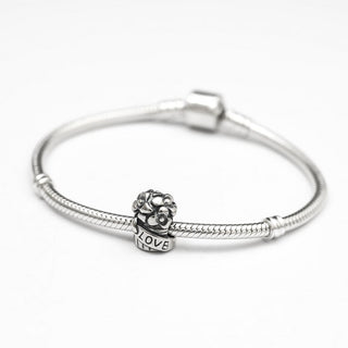 Solid 925 Sterling Silver Flower Bouquet Charm Love Bead Charm