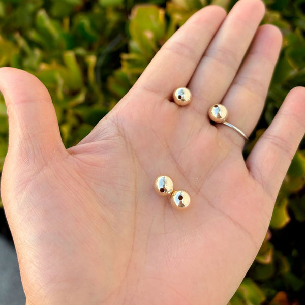 5pcs Real 1/20 14K Gold Filled Seamless Round Beads, Size Selections: 6mm/8mm