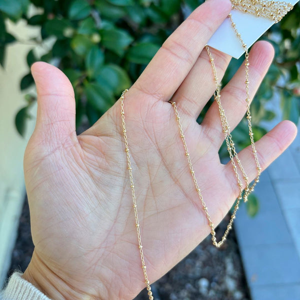 5 Feet 1/20 14K Gold Filled Unfinished Station Cable Chain Link, 1.9mm Beads, Thin Small, Non Tarnish, KG5-J1