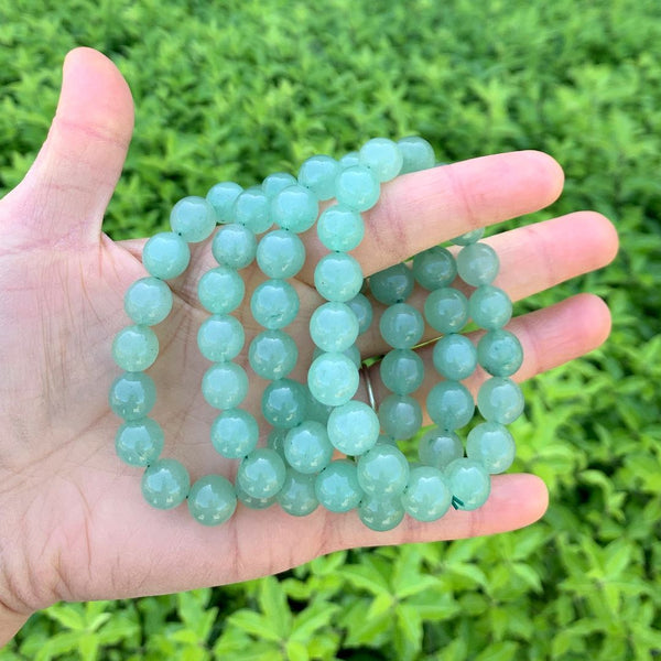 1 Strand Stretch Natural Green Aventurine Beaded Gemstone Bracelet, 10mm Bead, Length Selections: 7 inch/7.5 inch/8 inch/8.5 inch