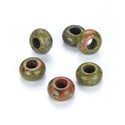 10pcs Natural Unakite Jasper Gemstone Donut Rondelle Beads,14x8mm, Hole ID 5.6mm, GW-A11