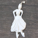 1pc Beautiful Dancing Ballerina Hand Carved White Buffalo Bone Drop Pendant, Symbol of Strength Prosperity Pendant, with Sterling Silver Bail, 2.95 Inch, BP-52