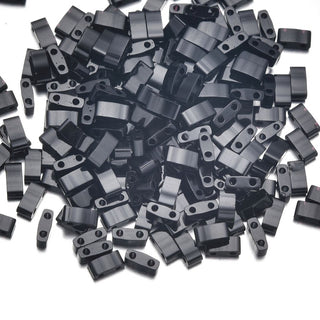 10g Miyuki Half Tila Seed Beads 5x2.3mm, Opaque Black (HTL-401)