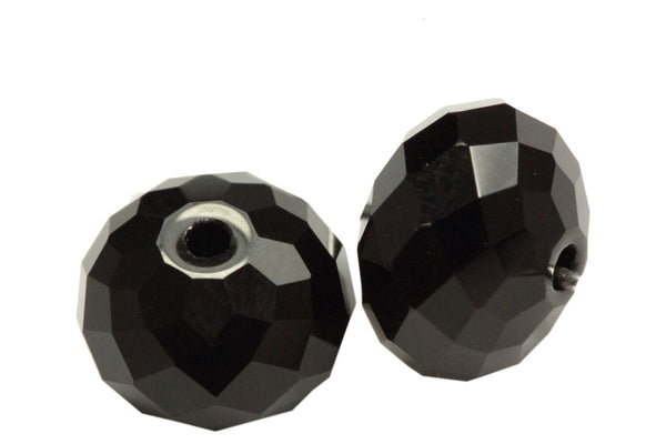 24pcs Adabele Austrian Faceted Rondelle Crystal Beads #5040, Jet Black, Size Selections: 6x4mm, 8x6mm, 10x8mm