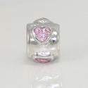 1pc Solid 925 Sterling Silver Heart Love CZ Bead Charm, Compatible with Pandora All Other Charm Bracelet, EC75