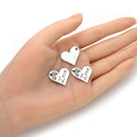 20pcs Heart Full of Love Charm 21mm One Sided Heart Drop Pendants, Antique Silver, MC-D29