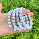 1 Strand Stretch Natural White Howlite Beaded Gemstone Bracelet, 10mm Bead, Length Selections: 7 inch/7.5 inch/8 inch/8.5 inch