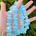 Natural Raw Crystal Quartz Nugget Drilled Gemstone Beads, Aqua Blue AB Titanium Coated Stone Nuggets, 15 Inch, GA-B7