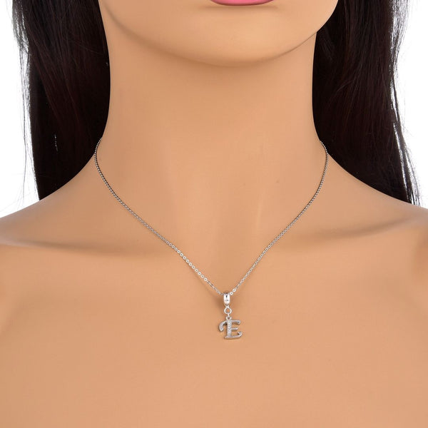 1pc 925 Sterling Silver Letter E, Alphabet Charm Pendant Drop, 18mm Long, Hole ID 4.5mm, EC3-A5