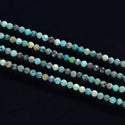 Natural Chrysocolla Gemstone Tiny Small Faceted Round Beads, 4mm, Hole ID 0.6mm, 15 Inch/1 Strand, GK4-16