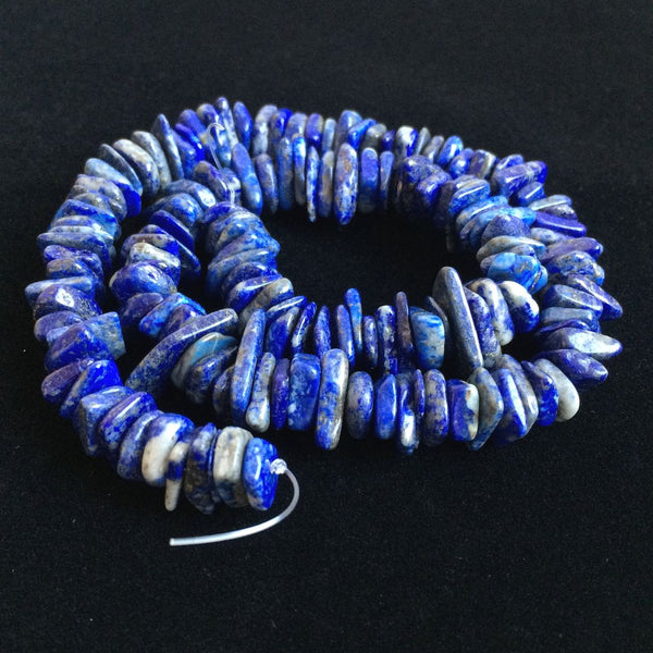 Natural Blue Lapis Lazuli Gemstone Flat Coin Chip Beads, Irregular, 7mm-10mm, Hole ID 1mm, 15 Inch/1 Strand, GZ7-8