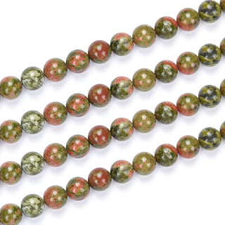 Natural Unakite Jasper Gemstone Round Beads, 1 Strand/15 Inch, Size Selections: 4mm/6mm/8mm/10mm