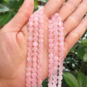 Natural Rose Quartz Pink Crystal Gemstone Faceted Flat Round Coin Beads, 6mm, Hole ID 1mm, 15 Inch/1 Strand, GZ13-9