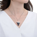 1pc Blue Goldstone Sandstone Triangle Gemstone Pendant Necklace, 18 Inch Surgical Stainless Steel Chain, GGP-A5