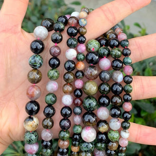 Natural Multi-color Tourmaline Gemstone Round Beads, 15 Inch/1 Strand, Size Selections: 4mm/6mm/8mm/10mm