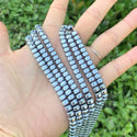 Grade A Natural Hematite Gemstone Rondelle Beads, White Gold Plated, 1 Strand/15 Inch, 6x4mm, Hole ID 1mm, GFC8-4