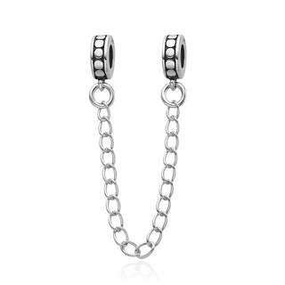 925 Sterling Silver Safety Chain Lock Clip Rubber Charm Holder Bead Stoppers