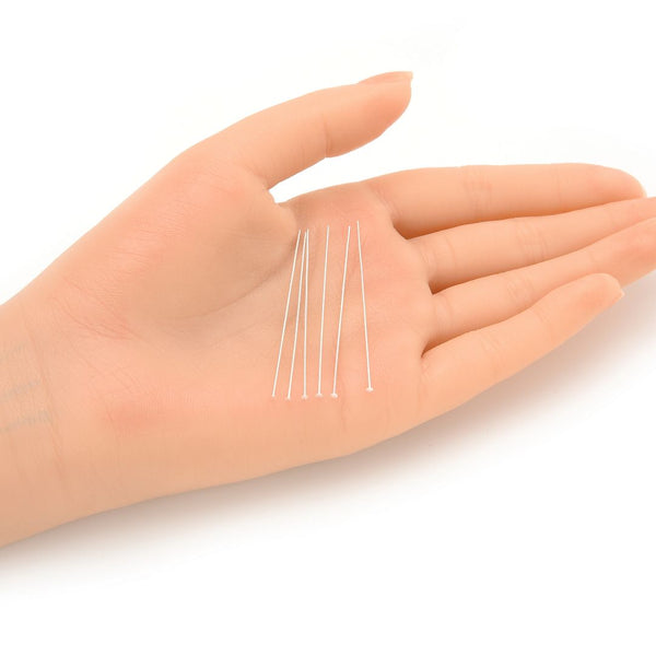 20pcs 925 Sterling Silver Flat Headpin Head Pins, 0.5mm/24 Gauge, Length Selections: 18mm/25mm/30mm/35mm/38mm/50mm