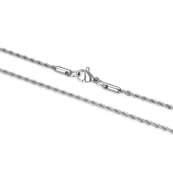5pcs 304 Stainless Steel 3mm Diamond-Cut Braided Rope Chain Necklaces (18 Inch/20 Inch/22 Inch)