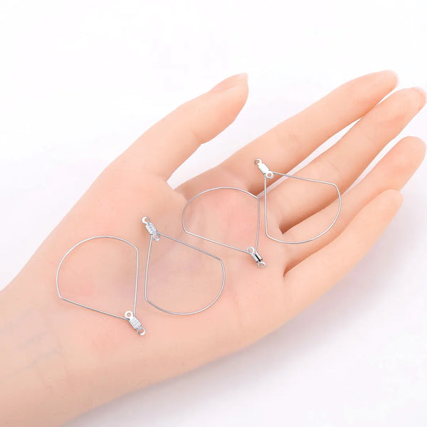 50pcs 304 Surgical Stainless Steel Circular Sector Beading Hoop Findings