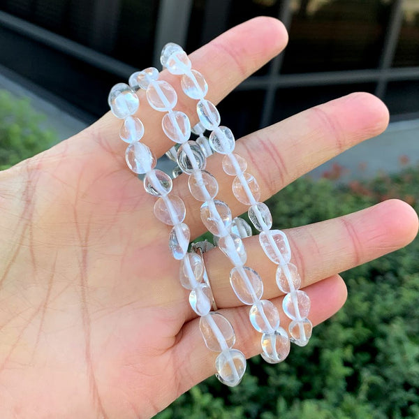 1 Strand Stretch Natural Clear Crystal White Quartz Free Form Gemstone Bracelet, 5-8mm Small Beads, Length Selections: 7 inch/7.5 inch