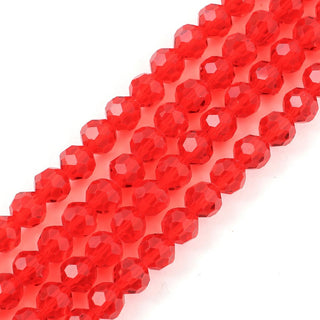 140pcs Creative Club Faceted Round Crystal Glass Beads, Light Siam Red, 8mm, Hole ID 1mm, CC2R806