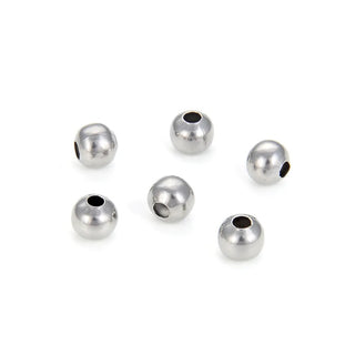 500pcs 304 Stainless Steel 4mm Seamless Smooth Spacer Beads – Small Size