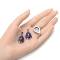 2pcs Natural Purple Amethyst Teardrop Gemstone Pendants, 22mm Pear Stone Drops, G2P-J2