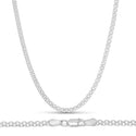 1pc 925 Sterling Silver Diamond-Cut Bismark Link Chain Necklace, Tarnish Resistant Rhodium Plated, 2.4mm, Thick Strong, Length Selections: 16/18/20/22 inch