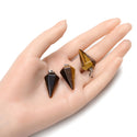 2pcs Natural Golden Yellow Tiger Eye Gemstone Pendant Drops, 25mm, G2P-M1