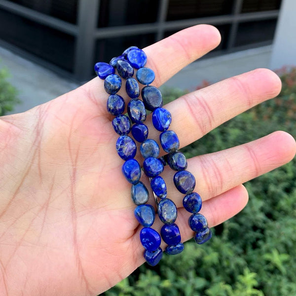 1 Strand Stretch Natural Blue Lapis Lazuli Free Form Gemstone Bracelet, 5-8mm Small Beads, Length Selections: 7 inch/7.5 inch