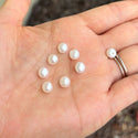 10pcs Natural AAAA Grade High Luster Half Drilled Potato Round Pearls Beads, White Cultured Freshwater Pearls, 6-7mm, Hole ID 1mm, PP4-67