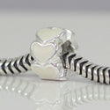 1pc Solid 925 Sterling Silver Cream White Love Heart Bead Charm, Compatible with Pandora All Other Charm Bracelet, EC23