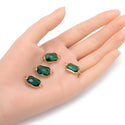 10pcs Grade A May Emerald Green Birthstone Rectangle Radiant Cut Links, 18K Yellow Gold Plated Brass, 14mm, CCP12-G5