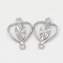 4pcs 925 Sterling Silver Diamond Cut Heart Pattern Earring Jewelry Connectors, Tarnish Resistant Rhodium Plated,13x4mm, SS35
