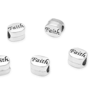 20pcs Faith Large Hole Beads, Hole ID 4.5mm,Antique Silver, Zinc Alloy Metal, MEC-C6