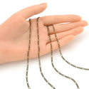 33 Feet Diamond Cut Figaro Chain Link, Unfinished, Antique Bronze Plated Copper, Chain Width Selections: 2mm/2.6mm