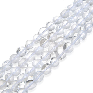 Natural Clear Crystal White Quartz Gemstone Oval Tumbled Pebble Beads, Irregular, 6mm to 10mm, Hole ID 1mm, 15 Inch/1 Strand, GZ12-37