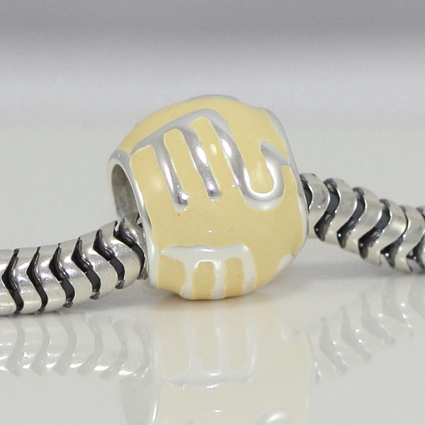 1pc 925 Sterling Silver Scorpio Zodiac Sign Bead Charm Yellow Enamel, Compatible with Pandora All Other Charm Bracelets, EC56