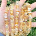 Natural Citrine Yellow Crystal Gemstone Flat Coin Chip Beads, Irregular, 7mm-10mm, Hole ID 1mm, 15 Inch/1 Strand, GZ7-4