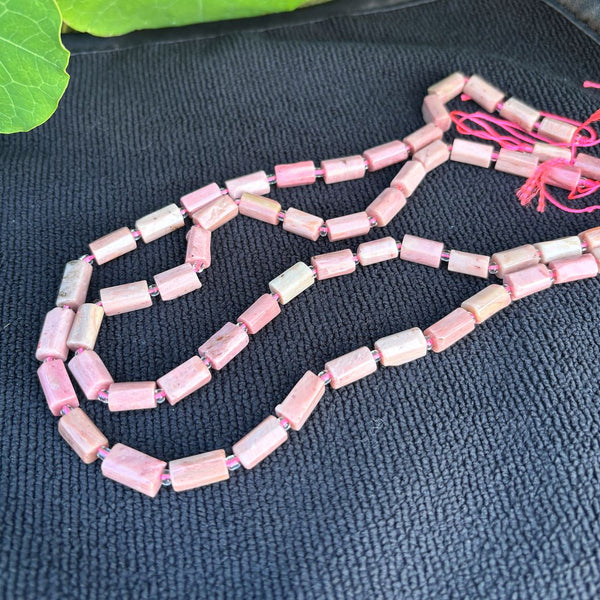 Natural Pink Rhodonite Gemstone Faceted Tube Beads, 13x7mm, Hole ID 1mm, 15 Inch/1 Strand, GZ8-8