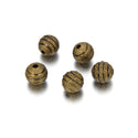 100pcs Corrugated Ribbon Round Beads, Antique Bronze Plated Brass, Tarnish Resistant, Size Selection: 6mm/8mm/10mm