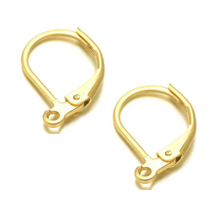 20pcs Tarnish Resistant Leverback Earring Hooks, Open Jump Ring, 18K Yellow Gold Plated Brass, Size Selections: 15mm/17mm