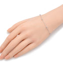 1pc 925 Sterling Silver 3mm Bead Station Cable Chain Bracelet, Tarnish Resistant White Gold Plated, Length Selections: 7 inch/7.5 inch
