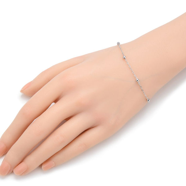 1pc 925 Sterling Silver 3mm Bead Station Cable Chain Bracelet, Length Selections: 7 inch/7.5 inch