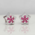 1pc 925 Sterling Silver Star Charm July Birthstone Bead Charm, Red Ruby Cubic Zirconia CZ, 10x9.5mm, Hole ID 4.5mm, EC1-K7