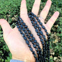 Natural Black Tourmaline Gemstone Oval Tumbled Pebble Beads, Irregular, 6mm to 8mm, Hole ID 1mm, 15 Inch/1 Strand, GZ11-46